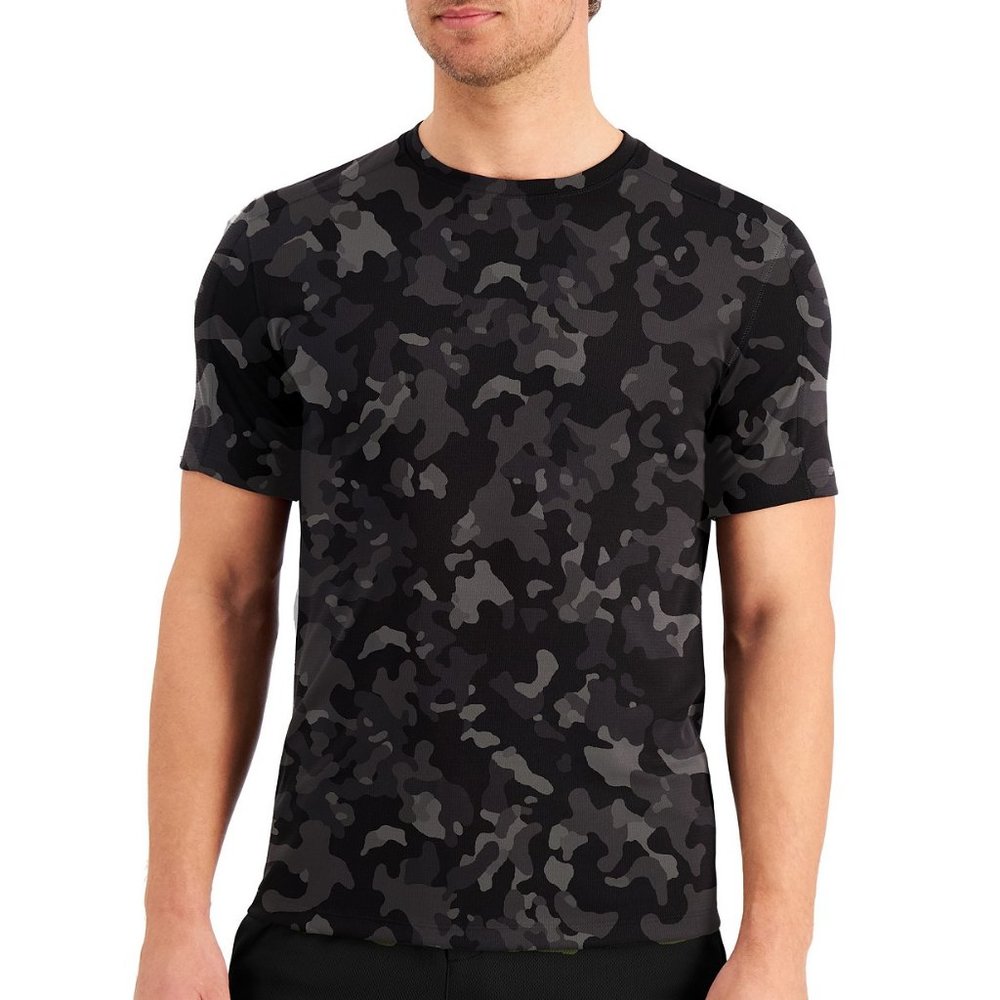Ideology Mens Deep Black Camouflage Print Training T-Shirt size Large